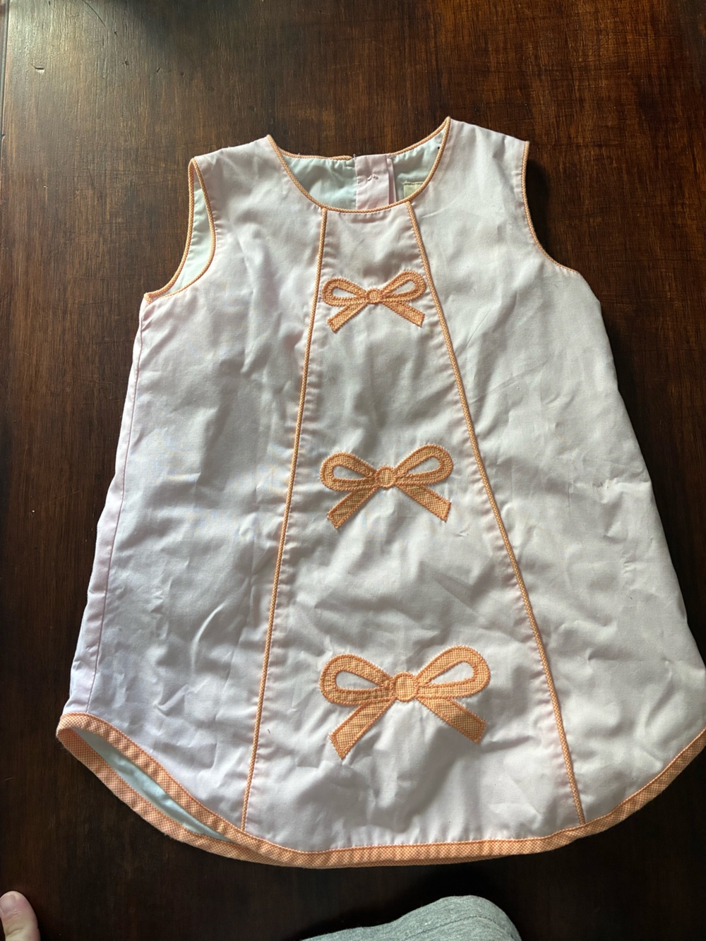 The Beaufort Bonnet Company Pink and Peach Sleeveless Bow Appliqué Dress
